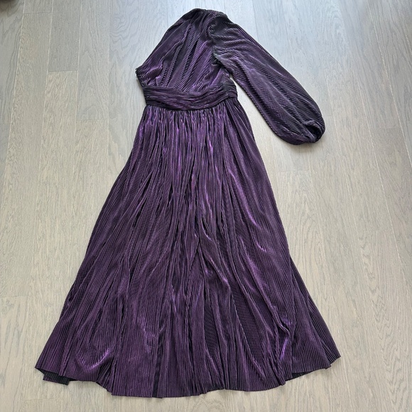 Bronx and Banco Purple Metallic One Shoulder Florence Maxi Dress Gown - XL - Picture 3 of 13